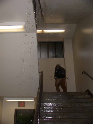Flooding Cascading Down Exit Staircase, 2nd Floor -- Thornton Hall -- 9AM